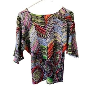 Alberto Makali Colorful Textured Pattern Blouse Size S Women